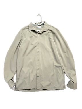 IKE BEHAR Button Up Shirt Minimalist Luxury Casual Dress Shirt XL (Taupe)